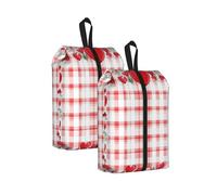 Valentine Heart Travel Shoe Bag 2Pcs Buffalo Plaid Water Resistant Shoe Organiser with Zipper Handle, Lightweight Pouch for Suitcase & Gym, Folds Flat for Packing