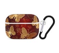 Valentine Hearts Golden Butterfly AirPod Pro Case, Anti Scratch Hard PC Cover with Keychain, AirPod Pro 2nd/1st Case Accessories for Women Men, White-Style