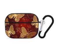 Valentine Hearts Golden Butterfly AirPod Pro Case, Anti Scratch Hard PC Cover with Keychain, AirPod Pro 2nd/1st Case Accessories for Women Men, Black-Style
