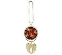 Valentine Hearts Golden Butterfly Car Hanging Pendant, Zinc Alloy Rearview Mirror Charms - Relieve Visual Fatigue, Vintage Keychain Pendant, Lucky Car Interior Hanging Decoration, Golden-Style