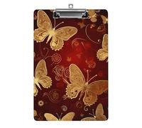 Valentine Hearts Golden Butterfly Clipboard with Hanging Hole, 8.5" X 12.5" Standard A4 Acrylic Clipboard Ultra Lightweight & Shatterproof Paper Holder for Office, Home