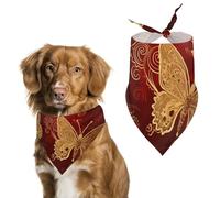 Valentine Hearts Golden Butterfly Dog Bandanas for Feeding Grooming, Triangle Pet Bibs for Cats & Dogs Washable Fashion Pets Scarf for Party Travel 27.6 X 11.8 Inch