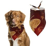 Valentine Hearts Golden Butterfly Dog Bandanas for Feeding Grooming, Triangle Pet Bibs Washable Pets Scarf for Cats & Dogs