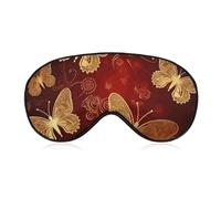 Valentine Hearts Golden Butterfly Sleep Mask for Women Men, Soft Eye Mask with Adjustable Strap for Sleeping, Light Blocking Travel Blindfold for Nap Comfortable Eye Cover for Home Office