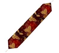 Valentine Hearts Golden Butterfly Table Runner for Dining Table, Short Plush Runners Washable & Durable Tablerunner Modern Home Decor for Wedding, Kitchen, Holiday 229*33cm