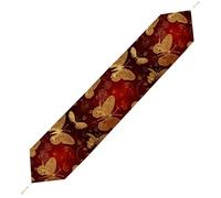 Valentine Hearts Golden Butterfly Table Runner for Dining Table, Short Plush Runners Washable & Durable Tablerunner Modern Home Decor for Wedding, Kitchen, Holiday 178*33cm