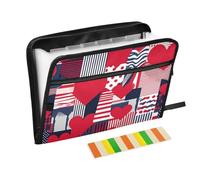 Valentine Hearts Stripe Plaid Office Folders 13 Pockets A4 Letter Size with Zipper Closure for Paperwork Folder with Dividers para guardar documentos