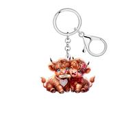 Valentine Highland Cow Gifts Scottish Highlander Cow Keychain,Acrylic Cowgirl Accessories Valentines Gifts for Women