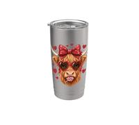 Valentine Highland Cow Lollipop Coquette Bow Valentine Heart Stainless Steel Insulated Tumbler