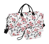 Valentine Holly Berries Decorative Large Carry On Bag Sports Tote Gym Bag with Toiletry Bag for Airplane Traveling Large Capacity Bolsa para viajar