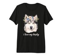 Valentine I Love My Husky Dog Owner Siberian Husky Dog Lover Premium T-Shirt