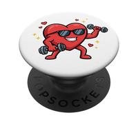 Valentine Lifting Heart Gym Funny Workout PopSockets Adhesive PopGrip