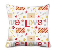 Valentine Love Heart Decorative Cusion Covers, Red Bright Love Letters Caravan Throw Pillow Cover 40cm X 40cm, 16X16 Inch Pillowcase for Bedroom, Gift for Men Gifts Girls