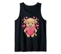 Valentine Love Heart Highland Cow Cartoon Tank Top