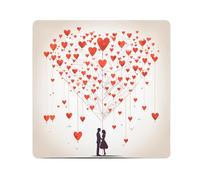 Valentine Love Hearts Couple Camera Wrap Cloth, Squares Magic Self-Adhesive Cloth for Lens Camera Anti-Scratch Lens Protector Makeup Wrap Cloth Bag 13.8" x 13.8"