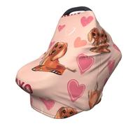 Valentine Love Nursing Cover 360° Full Coverage Cute Dog Stretch Scarf for Breastfeeding and Car Seat Cover Fit for Most Pushchairs and Prams