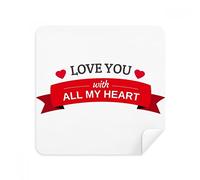 Valentine Love You with All My Heart Glasses Cleaning Cloth Phone Screen Cleaner Suede Fabric 2pcs