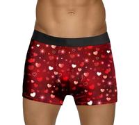Valentine Mens Cotton Underwear Boxer Briefs with Ball Pouch for Men Valentines Day Jockstrap Valentine's Day Sports Supporters Male Boxer Brief Underwear Trunks Queen of Hearts Sexy Red