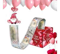 Valentine Money Box, Love Gnomes Theme Draw Box, Reusable Paper Money Pull, Cardboard SPU Detail, Holiday Accessory with Cute Design, Kids Adults Men Women Valentine Party Home Decoration Use