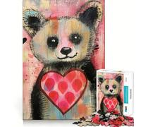 Valentine Panda Bear with Heart Jigsaw for Adults1000 Pieces Brain Focus Game Precision Cut Smooth Edges Amusing Challenge for Waiting Time (50x75cm)