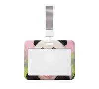 Valentine Panda Heart Id Badge Holder with Lanyard-Horizontal Card Protector, Clear Abs Hard Shell for Work Office Events