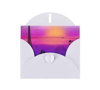 Valentine Paris Eiffel Tower Romantic Couple Carriage Sunset Greeting Card With Envelope, Birthday Card, Christmas Card, Invitation Card, 3 Colors