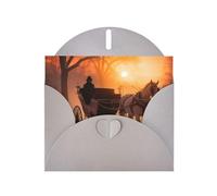 Valentine Paris Eiffel Tower Romantic Couple Carriage Sunset Print Blank Cards and Envelopes 5" x 6" for Wedding Birthday Invitations and All Occasions