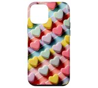 Valentine Pastel Candy Heart Diagonal Striped Case for iPhone 12 mini