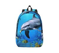 Valentine pattern Travel Backpack for Women Men Carry On Backpack 15.6inch Laptop Backpacks Weekender Bag, Dolphin in the Coral Reef, Medium