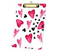 Valentine Pink Black Heart Acrylic Clipboard with Gold Low Profile Clip Clip Boards A4 Decor Office Stationery Supplies Gift Clipboards for Teacher Nurses Woman Men Teens Birthdays Valentins Easter