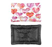 Valentine Pink Heart Dog Bed, Dog Mat Scruffs Bed Non Slip Bottom Cosy Warm for Winter Multi Scenario Large Furniture Gift Printed Medium 90 x 60 cm
