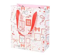 Valentine Postage Stamp Print Gift Bag | 23cm | Ideal for Valentine's Day Gifts | Designed by Something Different Wholesale