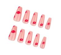 Valentine Press On Nails Ballet Fake Glossy Designs False Full Covers Artificial Acrylic 24pcs 12 Size Stick On Fake Nail