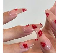 Valentine Press On Nails Ballet Fake Nails Glossy Designs False Nails Full Covers Artificial Acrylic Nails 24pcs 12 Size