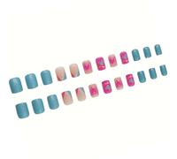 Valentine Press On Nails Square Fake Nails Glossy Designs False Nails Full Covers Artificial Acrylic Nails 24pcs 12Sizes