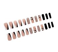 Valentine Press On Nails Square Fake Nails Glossy Designs False Nails Full Covers Artificial Acrylic Nails 24Pcs 12Sizes