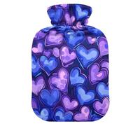 Valentine Purple Heart hot Bottle Water Bag with Soft Cover, 2L hot compresses for The Body for Period Cramps, Neck Shoulder Warmer, compresas calientes para el vientre