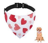 Valentine Red Heart Dog Bandana With Adjustable Strap D Ring Dog Scarf Pet Bibs Triangle Bandanas for Dogs Clothing& Accessories for Dogs Puppy Cats Decor Machine Washable