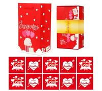 Valentine’s Cash Box - 10 Red Envelopes Love Surprise Gift, Reusable Romantic Keepsake for Couples, Creative Money Present Box with Interactive Design for Wife, Girlfriend, and Special