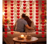 Valentine’s Day Decorations - 72PCS Red Felt Heart Garland String, Romantic Hanging Heart Garland for Home Party Wedding Anniversary Valentine Decor, Easy to Hang Heart Bunting Decoration