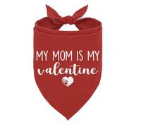 Valentine’s Day Dog Bandana, My Mom is My Valentine Dog Bandana, Pet Scarf Accessories for Small Medium Dogs Cats Photo Prop, Red Pet Triangle Scarf, Gift for Dogs Lover