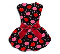 Valentine’s Day Dog Dress Cute Heart Pattern Puppy Skirt Adjustable Pet Outfit for Small & Medium Dogs Holiday Party Costume for Dogs