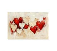 Valentine’s Day Framed Canvas Wall Art,12x16 Romantic Red Heart Canvas Prints,Red Pink Love Heart Poster for Living Room,Romantic Love Valentine Pictures Artwork for Wall Home Decor Gift for Her