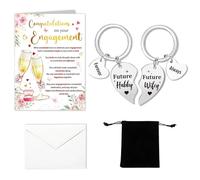 Valentine’s Day Gift for Couple, Engagement Gift for Couples, Engaged Present for Couples, Congratulations Your're Engaged Card And 2 Keyrings, Wedding Keyring Set for Couple, Friends