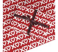 Valentine’s Day Gift Wrap - XOXO Red Love Wrapping Paper for Romantic Gifts, Anniversary & Wedding Premium Recyclable Present Paper - 2 Sheets (50x70cm)