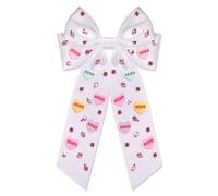 Valentine’s Day Hair Bows for Women Conversation Heart Hair Bow Clips Jeweled LOVE XOXO Hair Bows Silky Stain Red Pink Bows Hair Ribbon Barrettes Valentine’s Day Outfits Accessories Gifts (Pattern A3)