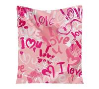 Valentine’s Day Heart Throw Blanket for Sofa Bed & Couch, Romantic I Love You Decorative Blanket for Couples, Soft Lightweight Home Comfort Throw Valentine Decor(A,100X150CM)