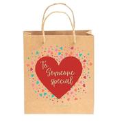 Valentine’s Day Large Gift Bag - Red Hearts Present Bag With Valentines Day Heart Gift Tags & Ribbon Handle - Romantic Gift Packaging For Him Her Loved Ones Special Occasions - Someone Special