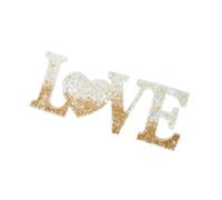 Valentine ' s Day Love Resin Decor Sign with Gold Accent, White