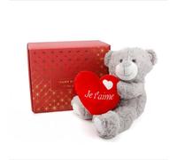 Valentine’s Day Luxury Hamper in Box with 16” Je t'aime Embroidered Teddy Bear Holding Heart Romantic Anniversary, Girlfriend, Boyfriend or Wife Valentine
